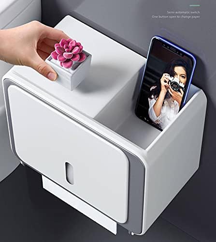 Držač toaletnog papira, ABS plastika, zidni montirani bez bušenja pokriti kutijom za pohranu lica, vodootporan za toaletni papir-dispenzer-b