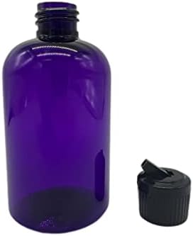 Prirodne farme 4 oz Ljubičasta Boston BPA Besplatne boce - 6 komada za prazne posude za ponovno punjenje - esencijalna ulja - kosa - aromaterapija | Crni izborni poklopac - izrađen u SAD-u