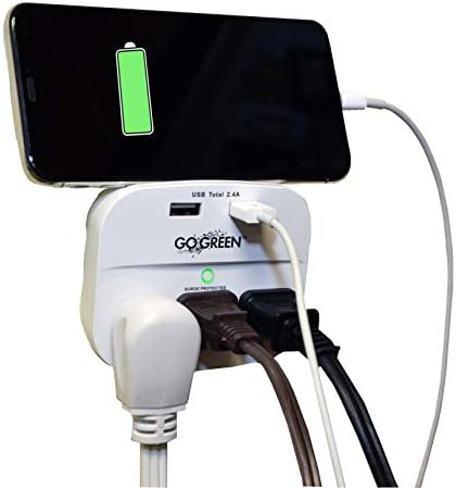 Go Green Power GG-13000usb2 3 utičnica 2.4 A USB zidna slavina sa zaštitom od prenapona, Bijela