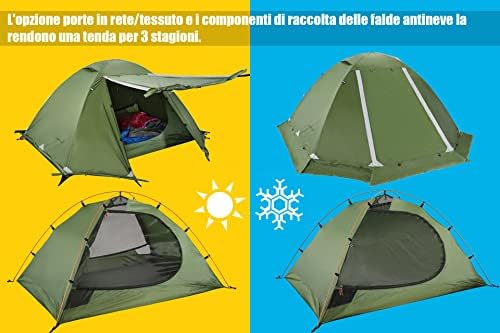 Clostnature lagani šator za ruksak za 2 Osobe-4 Season Ultralaki vodootporni šator za kampiranje, veliki šator za jednostavno postavljanje za zimu, hladno vrijeme, porodicu, na otvorenom, planinarenje i planinarenje