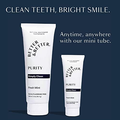 Bolja i bolja čistoća za zube | Fluorid Besplatno, SLS Besplatna pasta za zube za osjetljive četkice | 1 ct | Svježi dah sa organskim minicama | Prirodni, veganski, izbjeljujući pasta za zube za uklanjanje plaketa